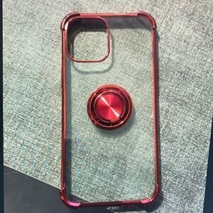 Apple Red Transparent Phone Case with Ring Holder